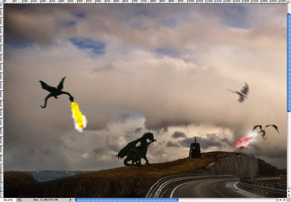 Stunning Dragons Attack in Photoshop - Playing with 3D