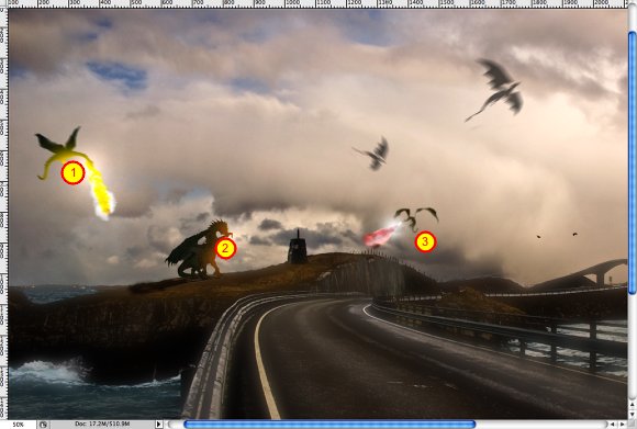 Stunning Dragons Attack in Photoshop - Playing with 3D