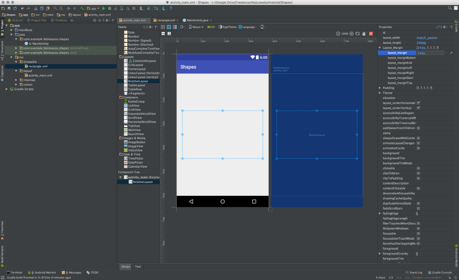 Android Native Prototyping - Shapes and Click Event
